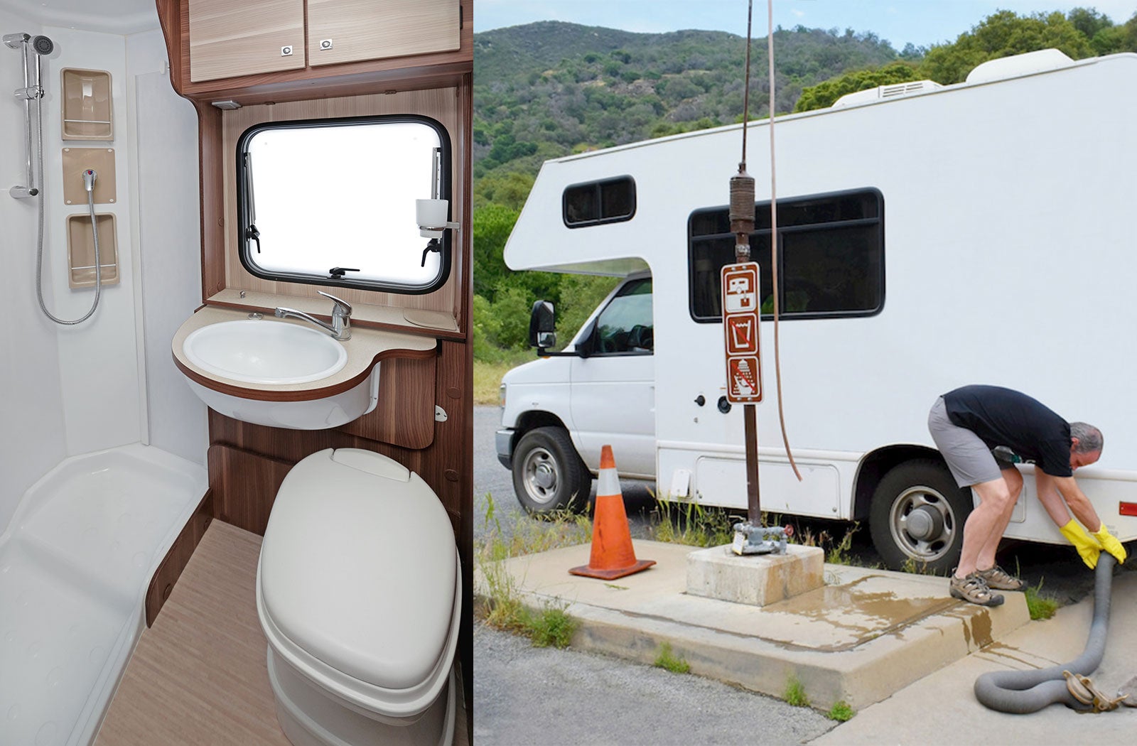 Portable RV/camper toilet and holding tank setup in Florence, South Carolina