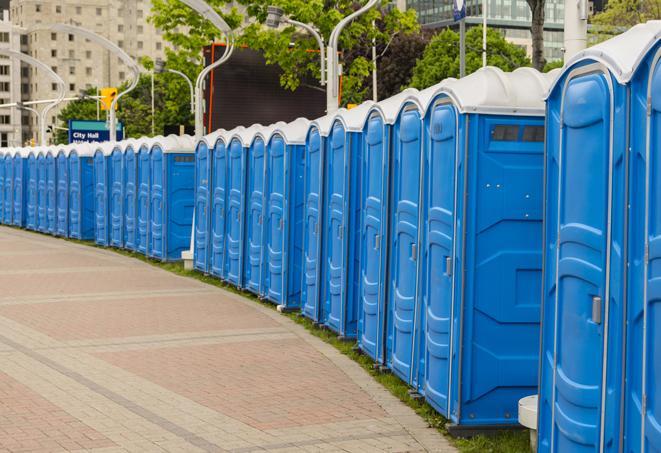 Seasonal porta potty units set up at a Florence, South Carolina venue